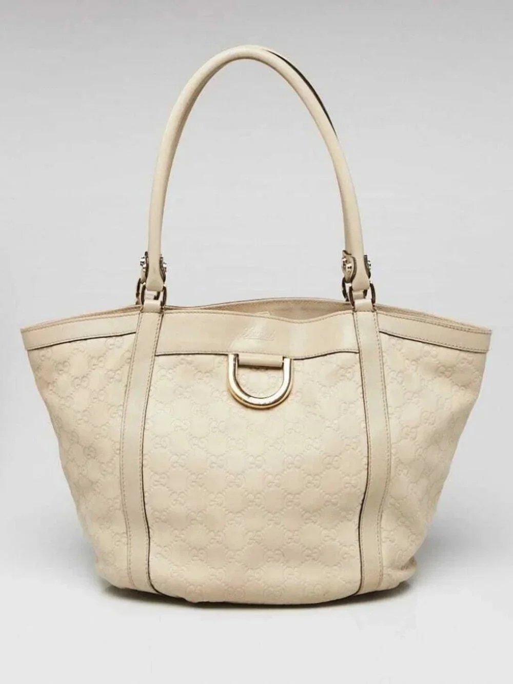 Gucci White Guccissima Leather D Ring Tote Bag